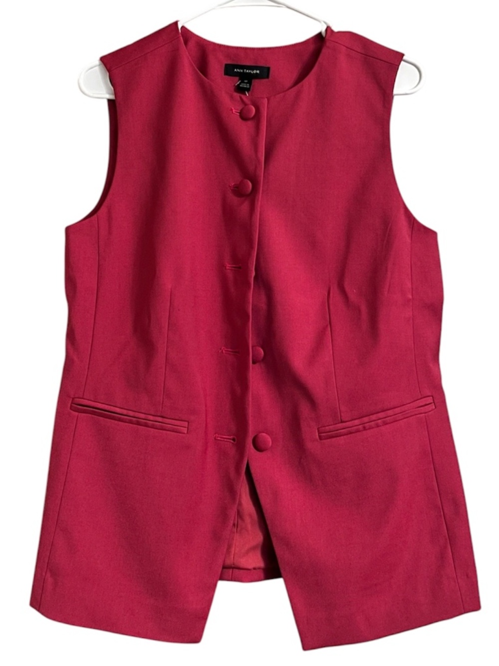 Ann Taylor Women Vibrant Pink Sleeveless Blazer Vest Business Office Casual 10P